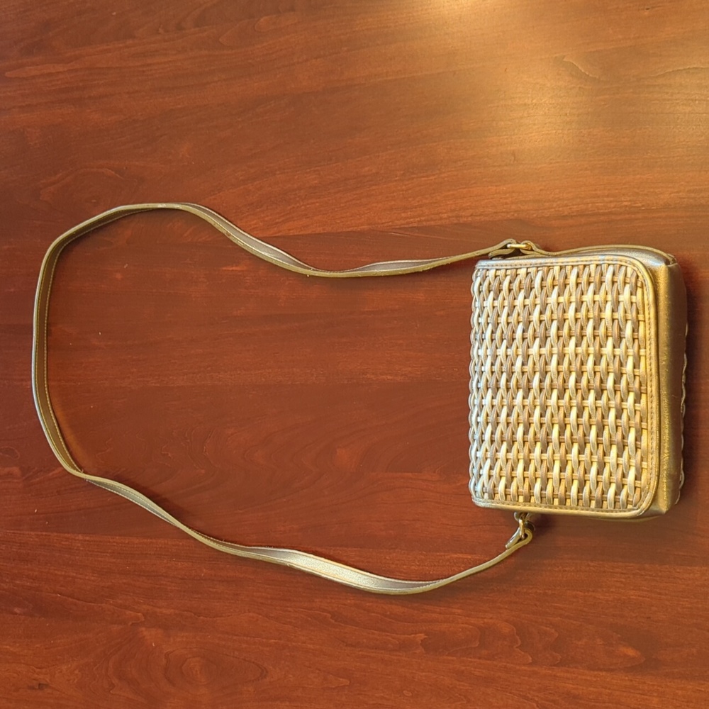 Lord & Taylor gold woven crossbody bag